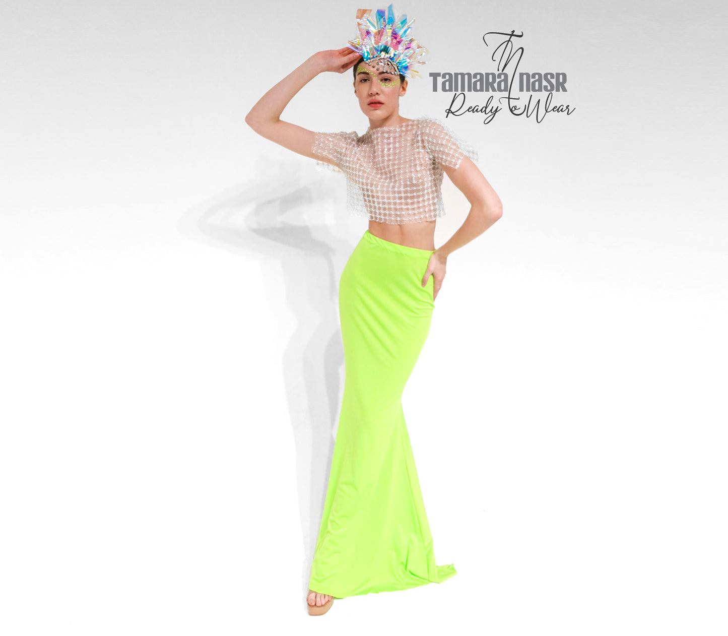 Neon green fishtail stretchy skirt
