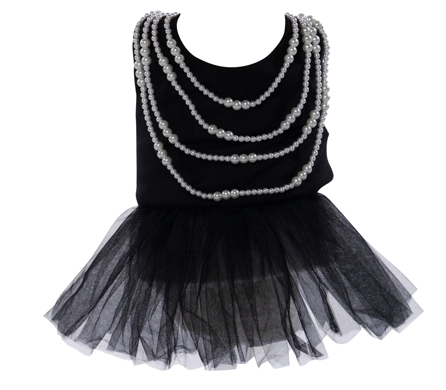Black crepe pet dress with tulle ruffle