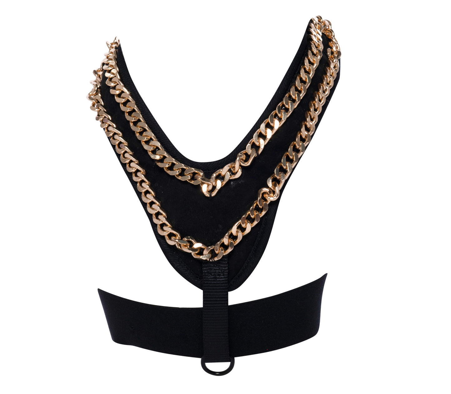 Black pet outfit embroidered with gold chain