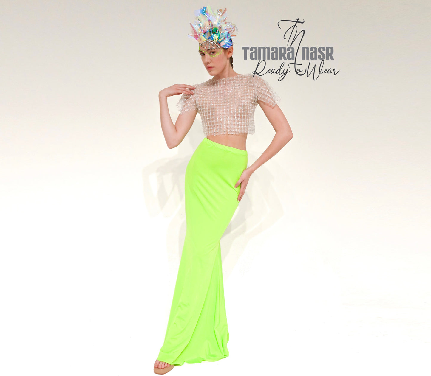 Neon green fishtail stretchy skirt