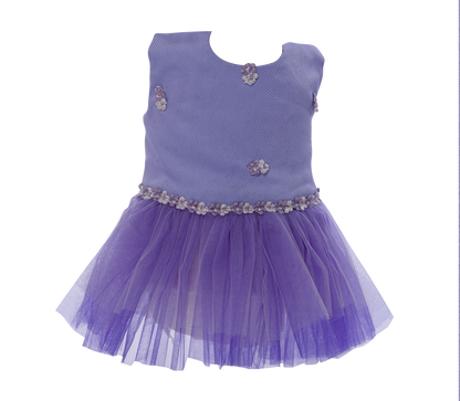 Purple pet dress with tulle ruffle
