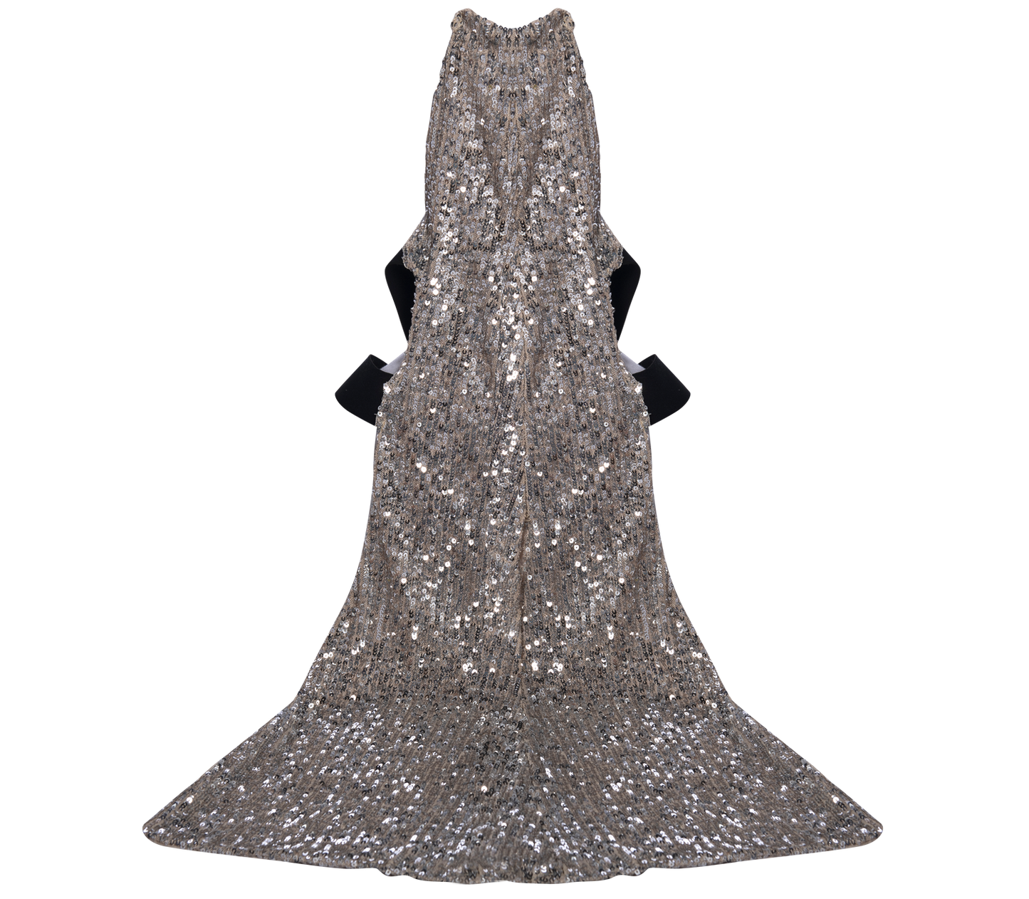 Silver sequins long dress with train for pets